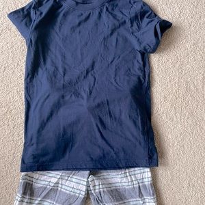 Navy T-shirt and Stripe Shorts